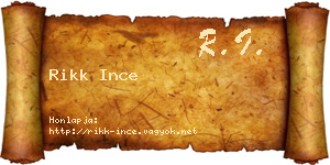 Rikk Ince névjegykártya